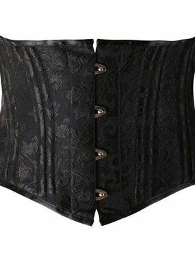 STEEL Bones Retro Black Jacquard Waist Training Cincher Underbust Corset